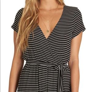Billabong black and white Striped V neck romper